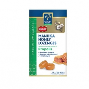 Manuka Health 蜜纽康 MGO400+ 蜂蜜润喉糖-蜂胶味 15粒（ Lozenges-Propolis） 保质期至21.01