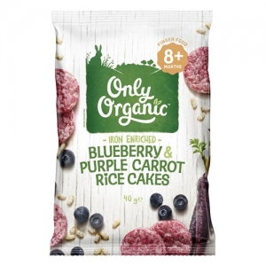 【超市采购】Only Organic 宝宝有机蓝莓胡萝卜米饼 8个月+ 40g(Purple Carrot)(疫情期间超市发货较慢，急单不接)