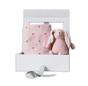 【澳洲仓一件包邮-限时特价】Purebaby 粉色毯子+兔子玩偶礼盒