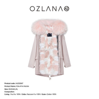 【澳洲仓一件包邮】OZLANA 秋冬新品派克服大衣 AU202067 粉色+粉色大理石纹狐