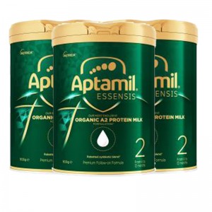 新西兰直邮包邮普通线】Aptamil 有机A2蛋白奶2段（3罐） 保质期至2025年3月