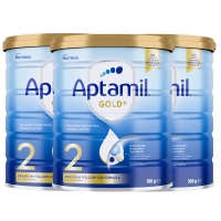 【新西兰直邮包邮保税BC清关快线】Aptamil 爱他美金装 2段（3罐） 900克（6-12个月） 参考效期2027年2月