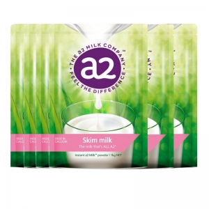 【新西兰直邮包邮保税BC清关快线】A2 高钙成人奶粉 1kg-脱脂 6袋 参考效期2026年9月