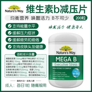 【澳洲直邮】Nature's Way 佳思敏 维生素B减压片 200粒  参考效期28.07